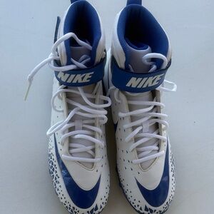 Nike Kids White and Blue High-Top Sneakers